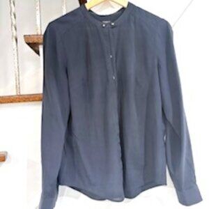 Clearout- EUC Anne Taylor Navy silk  l/S blouse sz 8
